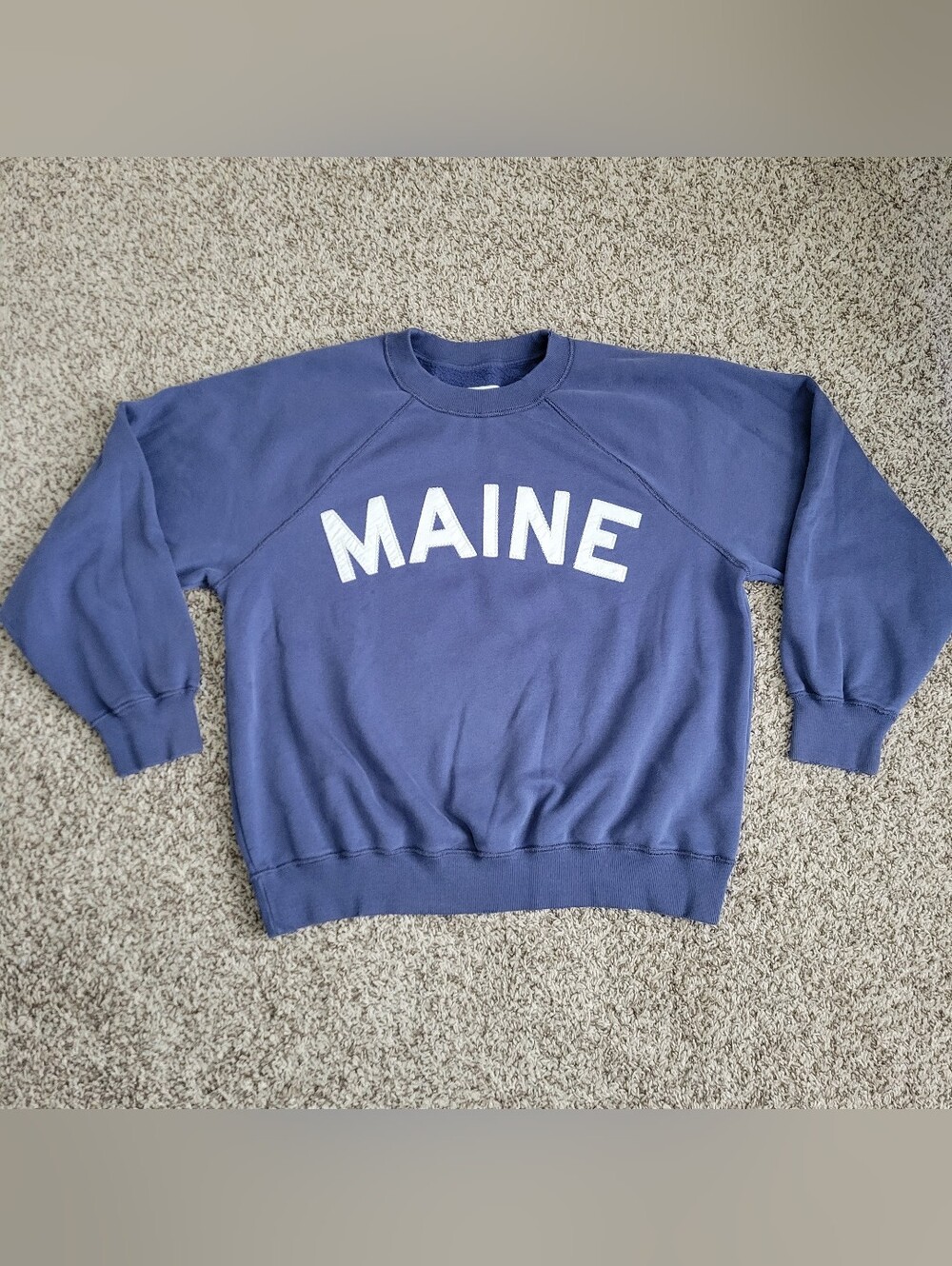 Abercrombie & Fitch Sweatshirt Maine Blue White Distressed Raglan XL Extra Large
